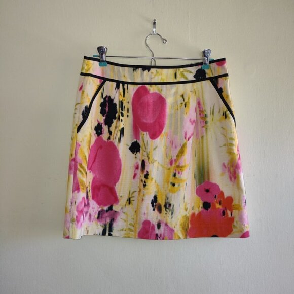 Anthropologie Tabitha Floral Poppy Rain Mini Skirt Pockets  Women's Size 6  EUC - Picture 2 of 5